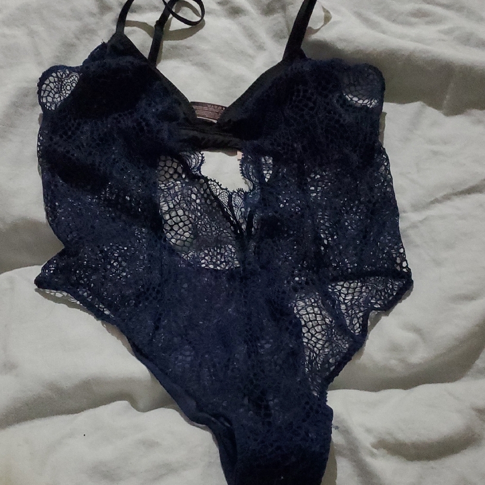 Victoria's Secret Midnight Blue Lace Bodysuit
